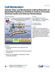 Cell Metabolism-2017-Cellular Sites and Mechanisms Linking Reduction of Dipeptidyl Peptidase-4 Activity to Control of Incretin Hormone Action and Glucose Homeostasis