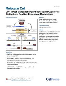 Molecular Cell-2017-LIN41 Post-transcriptionally Silences mRNAs by Two Distinct and Position-Dependent Mechanisms