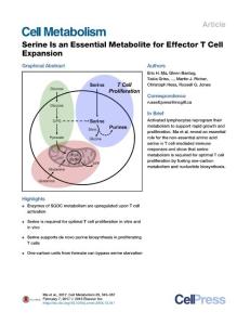 Cell Metabolism-2017-Serine Is an Essential Metabolite for Effector T Cell Expansion