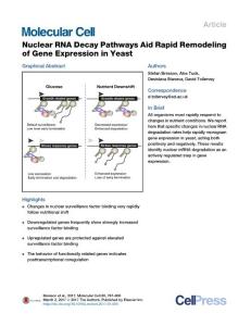 Molecular Cell-2017-Nuclear RNA Decay Pathways Aid Rapid Remodeling of Gene Expression in Yeast