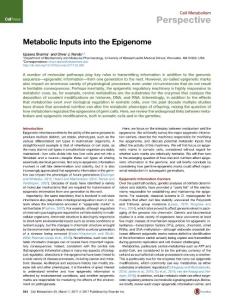 Cell Metabolism-2017-Metabolic Inputs into the Epigenome