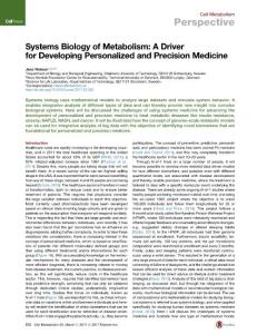 Cell Metabolism-2017-Systems Biology of Metabolism- A Driver for Developing Personalized and Precision Medicine