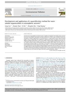 development and application of a quantification method for water soluble organosulfates in atmospheric aerosols.[2017][e.发展和应用的大气气溶胶中水溶性organosulfates量