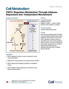 Cell Metabolism-2017-FGF21 Regulates Metabolism Through Adipose-Dependent and -Independent Mechanisms