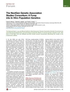 Cell Stem Cell-2017-The NextGen Genetic Association Studies Consortium A Foray into In Vitro Population Genetics