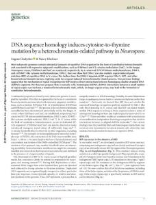 ng.3857-DNA sequence homology induces cytosine-to-thymine mutation by a heterochromatin-related pathway in Neurospora