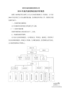 盐 田 港：2010年度内部控制自我评价报告