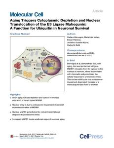 Molecular Cell-2017-Aging Triggers Cytoplasmic Depletion and Nuclear Translocation of the E3 Ligase Mahogunin A Function for Ubiquitin in Neuronal Survival
