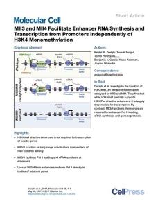 Molecular Cell-2017-Mll3 and Mll4 Facilitate Enhancer RNA Synthesis and Transcription from Promoters Independently of H3K4 Monomethylation