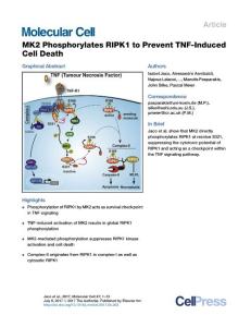 Molecular Cell-2017-MK2 Phosphorylates RIPK1 to Prevent TNF-Induced Cell Death