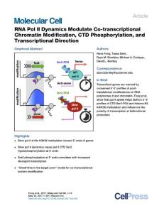 Molecular Cell-2017-RNA Pol II Dynamics Modulate Co-transcriptional Chromatin Modification, CTD Phosphorylation, and Transcriptional Direction