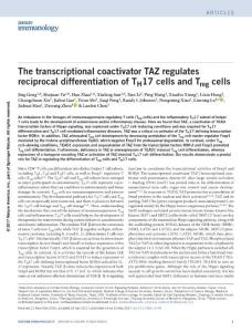 ni.3748-The transcriptional coactivator TAZ regulates reciprocal differentiation of TH17 cells and Treg cells