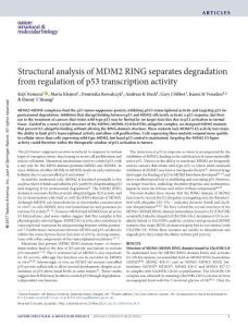 nsmb.3414-Structural analysis of MDM2 RING separates degradation from regulation of p53 transcription activity