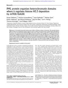 Genome Res.-2017-Delbarre-913-21-PML protein organizes heterochromatin domains where it regulates histone H3.3 deposition by ATRX:DAXX