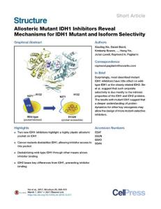 Structure_2017_Allosteric-Mutant-IDH1-Inhibitors-Reveal-Mechanisms-for-IDH1-Mutant-and-Isoform-Selectivity