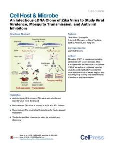 Cell-Host-Microbe_2016_An-Infectious-cDNA-Clone-of-Zika-Virus-to-Study-Viral-Virulence-Mosquito-Transmission-and-Antiviral-Inhibitors