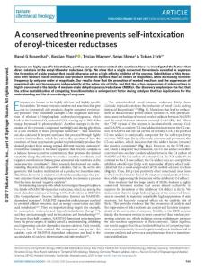 nchembio.2375-A conserved threonine prevents self-intoxication of enoyl-thioester reductases