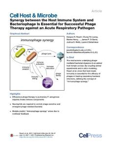 Cell Host Microbe-2017-Synergy between the Host Immune System and Bacteriophage Is Essential for Successful Phage Therapy against an Acute Respiratory Pathogen