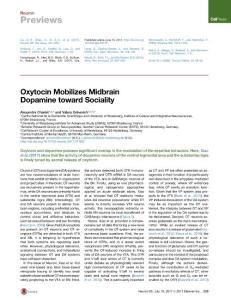 Neuron-2017-Oxytocin Mobilizes Midbrain Dopamine toward Sociality