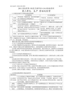 2011届高考二轮复习核心资料：第二单元 生产 劳动与经营