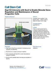 Cell-Stem-Cell_2017_Nup153-Interacts-with-Sox2-to-Enable-Bimodal-Gene-Regulation-and-Maintenance-of-Neural-Progenitor-Cells