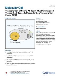 Molecular Cell-2017-Transcription of Nearly All Yeast RNA Polymerase II-Transcribed Genes Is Dependent on Transcription Factor TFIID