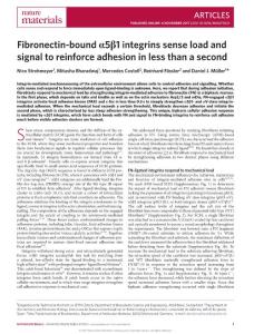 nmat5023-Fibronectin-bound α5β1 integrins sense load and signal to reinforce adhesion in less than a second