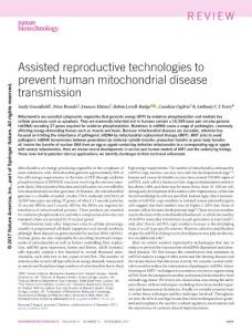 nbt.3997-Assisted reproductive technologies to prevent human mitochondrial disease transmission
