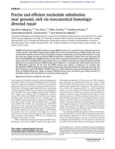 Genome Res.-2017-Nakajima-Precise and efficient nucleotide substitution near genomic nick via noncanonical homology- directed repair