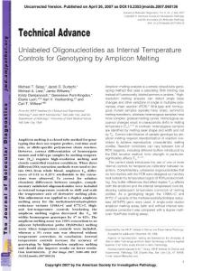 2007.Unlabeled oligonucleotides as internal temperature controls for genotyping by amplicon melting