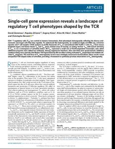 ni2018-Single-cell gene expression reveals a landscape of regulatory T cell phenotypes shaped by the TCR