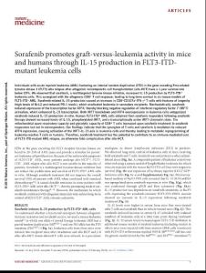 nm.4484-2018-Sorafenib promotes graft-versus-leukemia activity in mice and humans through IL-15 production in FLT3-ITD-mutant leukemia cells