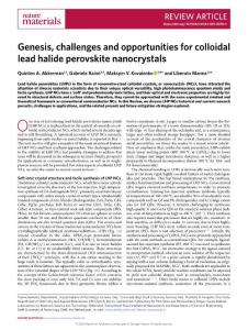 nmat2018-Genesis, challenges and opportunities for colloidal lead halide perovskite nanocrystals