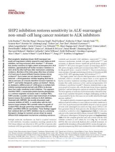 nm.4497-SHP2 inhibition restores sensitivity in ALK-rearranged non-small-cell lung cancer resistant to ALK inhibitors