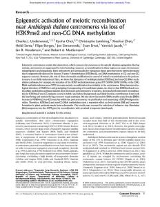 Genome Res.-2018-Underwood-Epigenetic activation of meiotic recombination near Arabidopsis thaliana centromeres via loss of H3K9me2 and non-CG DNA methylation