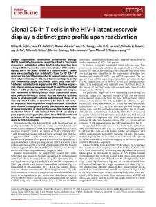 nm.2018-Clonal CD4+ T cells in the HIV-1 latent reservoir display a distinct gene profile upon reactivation