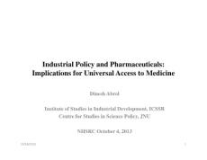Industrial  Policy and Pharmaceuticals