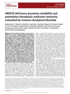 nm.2018-ARID1A deficiency promotes mutability and potentiates therapeutic antitumor immunity unleashed by immune checkpoint blockade