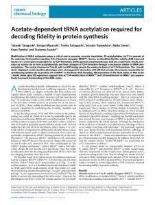 nchembio.2018-Acetate-dependent tRNA acetylation required for decoding fidelity in protein synthesis