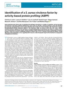 nchembio.2018-Identification of a S. aureus virulence factor by activity-based protein profiling (ABPP)