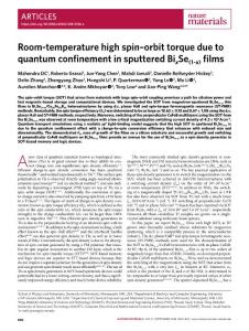 nmat.2018-Room-temperature high spin–orbit torque due to quantum confinement in sputtered BixSe(1–x) films