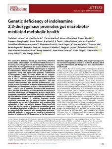 nm.2018-Genetic deficiency of indoleamine 2,3-dioxygenase promotes gut microbiota-mediated metabolic health