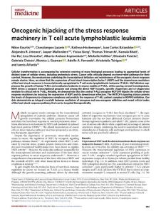 nm.2018-Oncogenic hijacking of the stress response machinery in T cell acute lymphoblastic leukemia