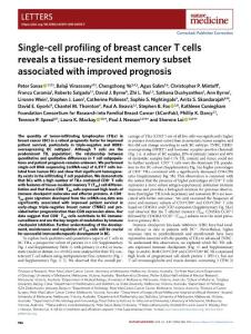 nm.2018-Single-cell profiling of breast cancer T cells reveals a tissue-resident memory subset associated with improved prognosis