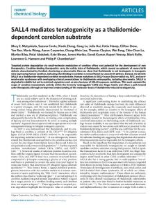 nchembio.2018-SALL4 mediates teratogenicity as a thalidomide-dependent cereblon substrate