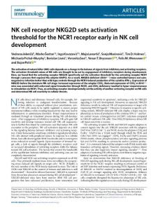ni.2018-NK cell receptor NKG2D sets activation threshold for the NCR1 receptor early in NK cell development