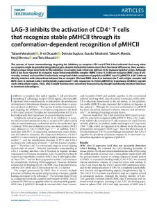 ni.2018-LAG-3 inhibits the activation of CD4+ T cells that recognize stable pMHCII through its conformation-dependent recognition of pMHCII