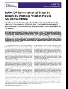 nsmb.2018-SAMMSON fosters cancer cell fitness by concertedly enhancing mitochondrial and cytosolic translation