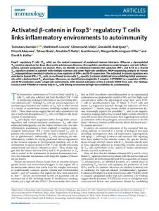 ni.2018-Activated β-catenin in Foxp3+ regulatory T cells links inflammatory environments to autoimmunity