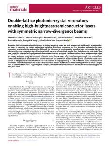 nmat.2018-Double-lattice photonic-crystal resonators enabling high-brightness semiconductor lasers with symmetric narrow-divergence beams